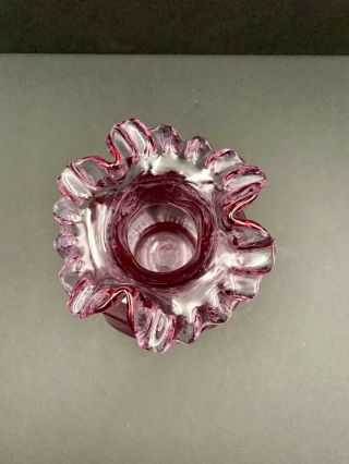 Vintage Fenton Art Glass Pink Inverted Drape Patterned Vase 2
