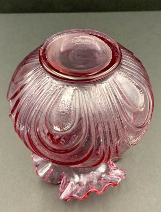 Vintage Fenton Art Glass Pink Inverted Drape Patterned Vase 4
