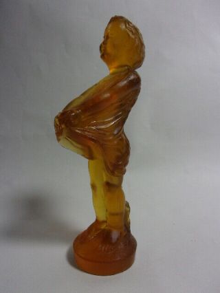 A Vintage Art Deco Pressed Glass Amber Glass Figure,  