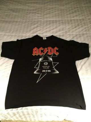 Ac/dc 2009 Black Ice Tour T Shirt Size Xl Euc