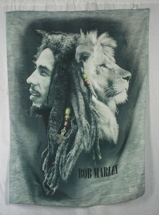 Authentic Bob Marley Profiles Lion Head Quality Silk - Like Fabric Poster Flag