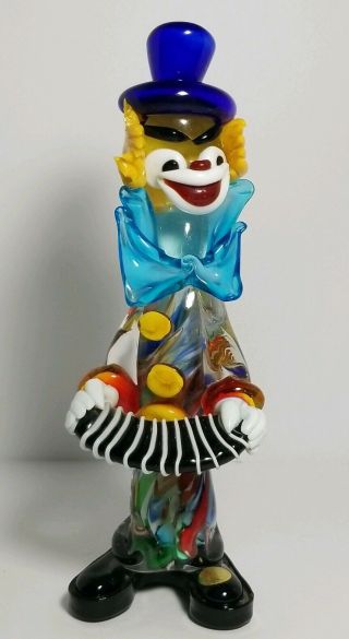 Vintage Murano 9.  75 " End Of Days Clown Figurine With Accordion Label