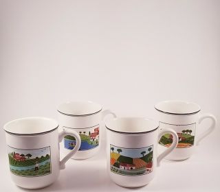 Villeroy & Boch Design Naif Laplau 4 Mugs,  3 5/8 "