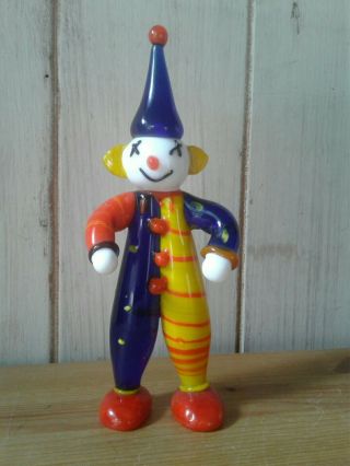 Vintage Hand Crafted Art Glass Clown Ornament