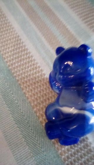 Fenton Art Glass Blue Slag Bear 95th Anniversary.  No chip 4