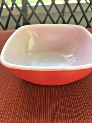 Set Of 4 Vintage B - 11 Pyrex Small Red Square Hostess Dish Bowls 410 - 12 Ounces