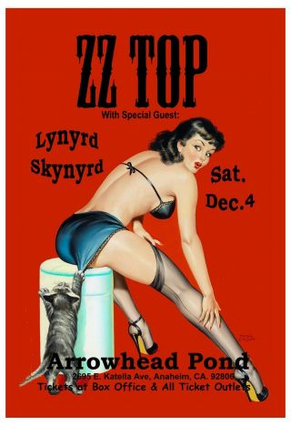 Rock: ZZ Top with Lynyrd Skynyrd Betty Page Anaheim Concert Poster 1999 2