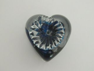Vintage Isle Of Wight Heart Shaped Glass Small Paperweight
