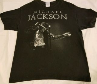 Vintage Michael Jackson Shirt Spellout Mic Stand Dancing Black Size Adult Large
