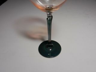 Colony Glass Brigitte Wine Glass Amber Iridescent Dark Green Stem 7 1/2 