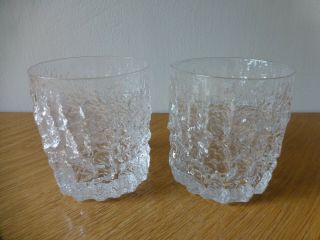 Whitefriars Glacier Large Whisky Glasses / Tumlers By G.  Baxter M31