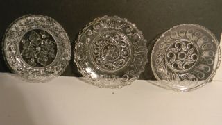 Three Antique Sandwich Glass Cup Plates