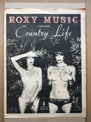 Roxy Music Country Life Poster Sized Music Press Advert From 1974 - Pr