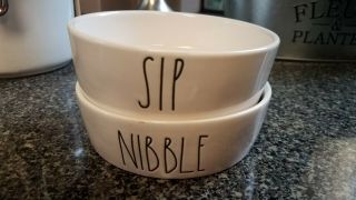 Rae Dunn Small Cat Dog Pet Bowl Nibble & Sip 4.  5” X 1.  5”