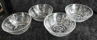 4 Princess House Fantasia Poinsettia Crystal Glass Cereal Or Soup Bowls