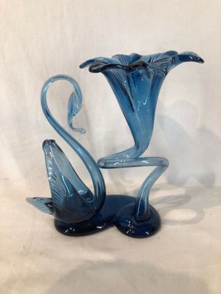 Murano Style Art Glass Vase With Swan (ref Y967)