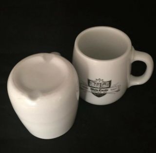 2 Vintage White Castle Heavy Weight Restaurant Diner Coffee Ashtray Bottom Mugs