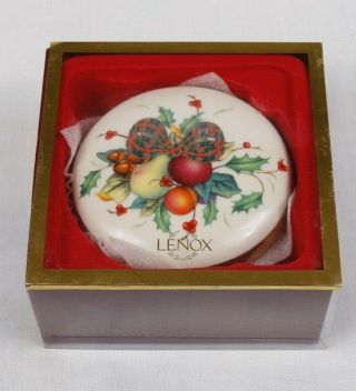 Lenox China Holiday Tartan Round Box With Lid Rare