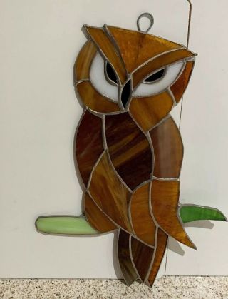 Owl Bird (large) - Stained Glass - Handcrafted - Sun Catcher - 10”x 7”inc