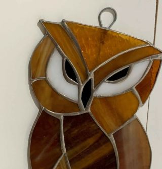 OWL bird (Large) - Stained Glass - Handcrafted - Sun Catcher - 10”x 7”inc 2