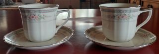 Noritake Ivory China 7293 Rothschild Two (2) Cups And Saucers