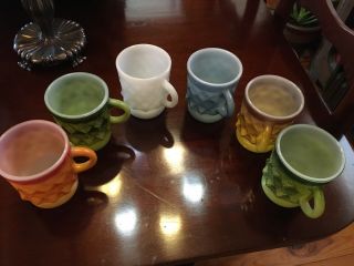 6 Vintage Fire King Kimberly Coffee Mugs Cups Colors Anchor Hocking USA 3
