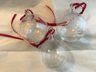 Princess House Set Of 3 Large Handblown Crystal Ball Ornaments Cond.