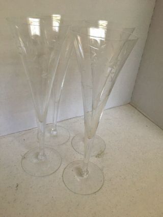 Princess House Heritage 436 Tall Crystal Champagne Toasting Flutes/glasses Set 2