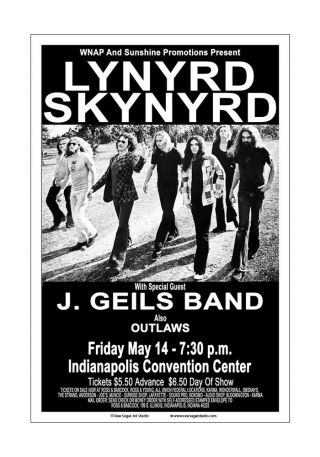 Lynyrd Skynyrd / J Geils Band 1976 Indianapolis Concert Poster
