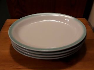 4 Vintage Shenango Restaurant Ware Large Oval Plates Platters Green Rim