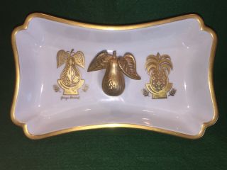 9” X 5” Vintage Georges Briard Mid - Century Candy Nut Dish Tray Porcelain Gold
