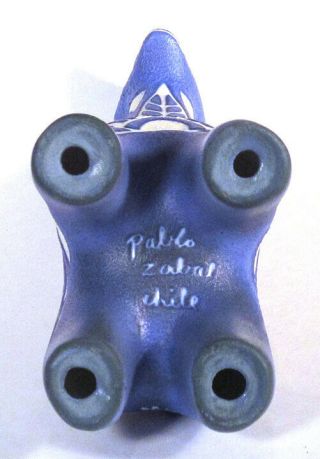 1970s Scarce Vintage PABLO ZABAL Chile Blue Zoo GIRAFFE Pottery Figurine 4