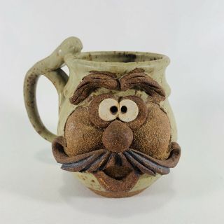 Vintage Mahon Made Stoneware Personality Man With Mustache Coffee Tea Mug Cup
