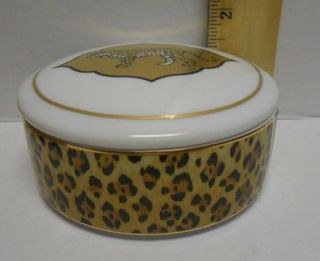 Discontinued Lynn Chase Amazonian Jaguar 3 1/2 " Round Trinket Box With Lid 1994