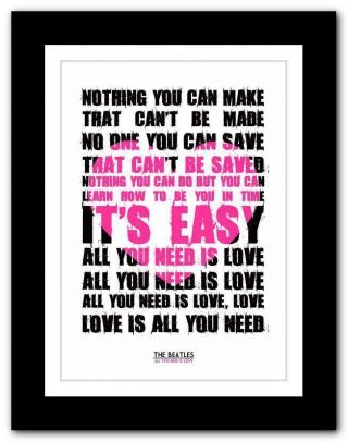 The Beatles - All You Need Is Love 6 ❤ Song Lyrics Typography Poster Art Print