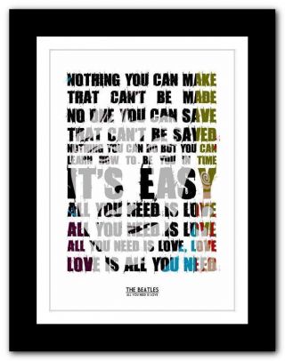 The Beatles - All You Need Is Love 3 ❤ Song Lyrics Typography Poster Art Print