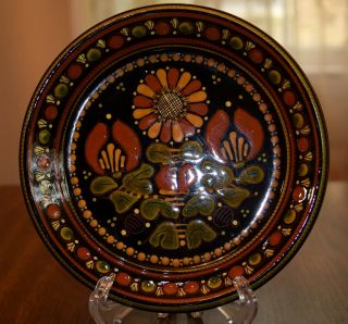 Vtg Folk Art Flower Power Nideroest,  Luzern,  Swiss Pottery Dish/bowl Wall Plate