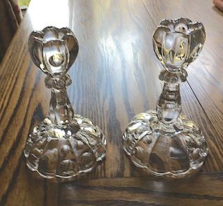 Heisey 1404 Old Sandwich 6 " Candlesticks Marked H With Buy It Now
