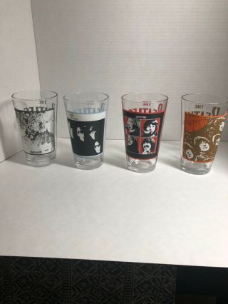 The Beatles 2010 Apple Album Cover Photos Drinking Glasses Set Of 4 Let It Be