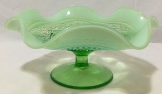 Antique Green Glass Compote/candy Dish 3.  5 " Tall 7.  5 " Across