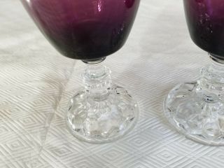 2 Fostoria American Lady WATER GOBLETS Purple / Amethyst with clear base 3