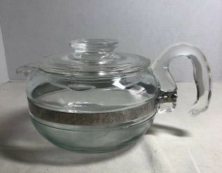 Vintage Pyrex Flameware 6 - Cup Glass Stovetop Coffee/tea Pot 8446 - B