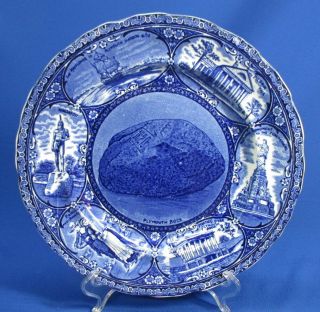 W.  Adams And Sons U.  S.  Historical Plate - Plymouth Rock - Flow Blue