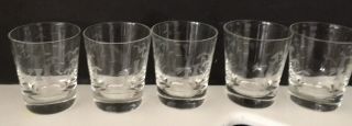 5 Noritake Sasaki Crystal Etched Bamboo Cocktail Glasses