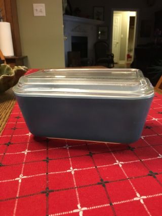 Pyrex Ovenware Vintage Blue Covered Refrigerator Dish 502 - B And 502c Lid