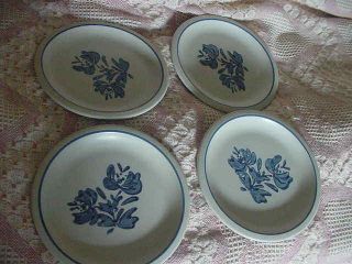 Set Of 4 Pfaltzgraff Yorktowne 8 1/2 Inch Salad Plates,  Blue,  Ex
