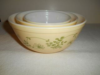 Vintage Set Of 3 Pyrex Shenandoah Pattern Mixing Bowls