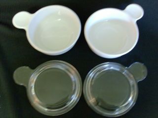 CORNING WARE WHITE GRAB ITS SET OF 2 WITH GLASS LIDS P - 150 - B 2