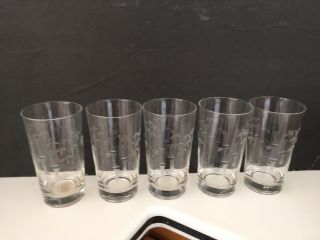 5 Noritake Sasaki Crystal Etched Bamboo Drink Glasses
