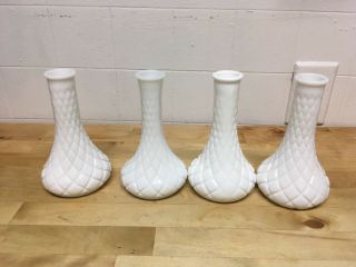Vintage Milk Glass Short 6 Inch Vase Set Of 4